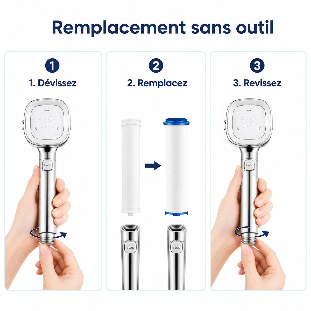Cartouches filtrantes de rechange PP – remplacement sans outil