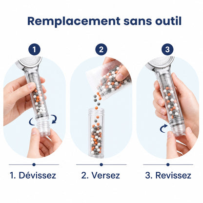 Recharge billes minérales pour pommeau de douche – remplacement sans outil